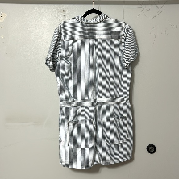 Lucky Brand Womens Button Up Drawstring Dress 3/4 Sleeve in Thackery Stripe M - Picture 6 of 8